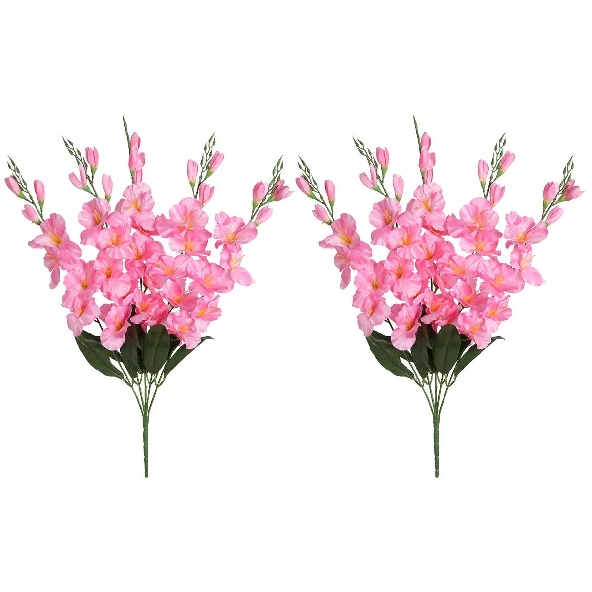 2 Bouquets of 10PCS Artificial Silk Gladiolus Flowers, 24.4in Tall, White, for Home, Wedding, and Garden Arrangement Decoration