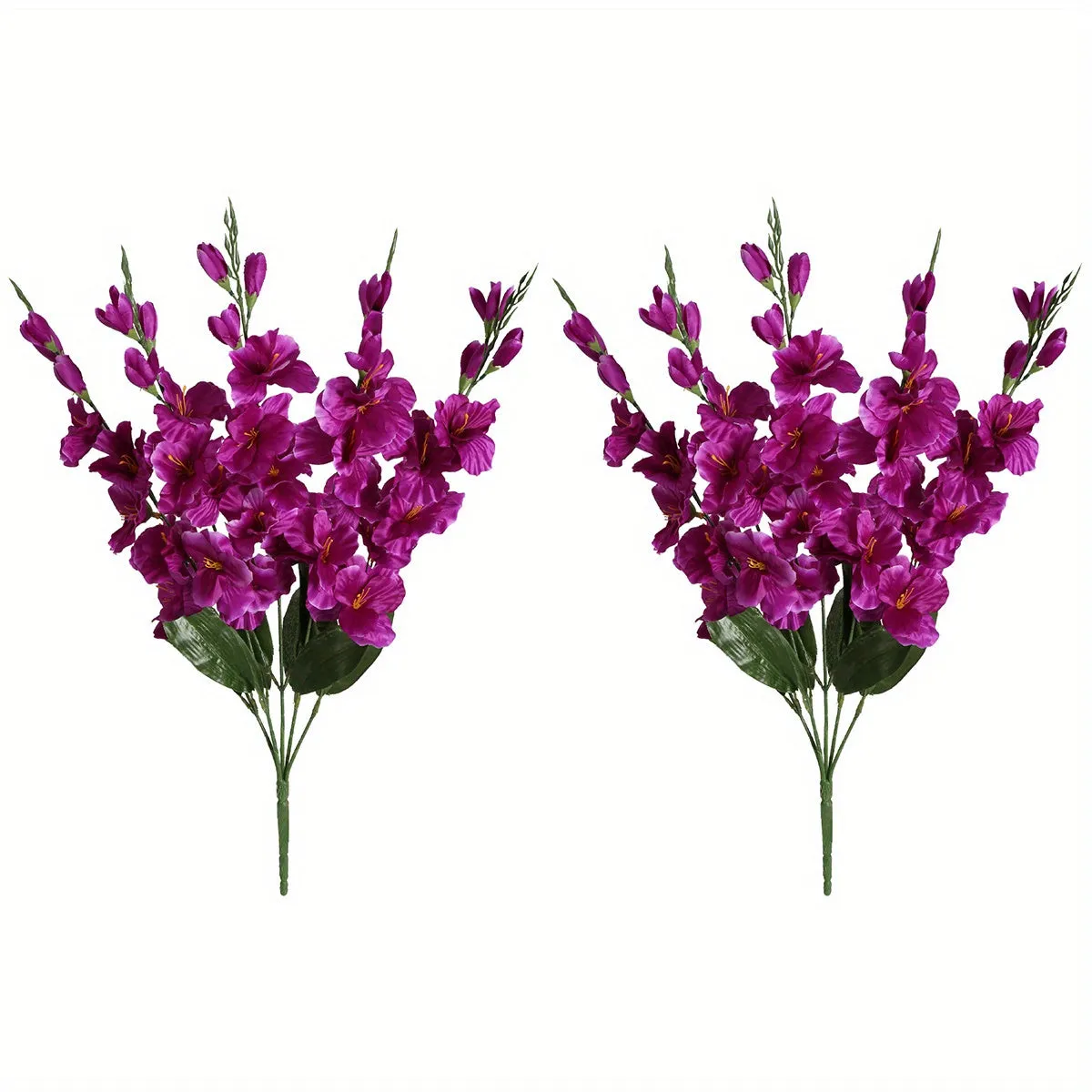 2 Bouquets of 10PCS Artificial Silk Gladiolus Flowers, 24.4in Tall, White, for Home, Wedding, and Garden Arrangement Decoration