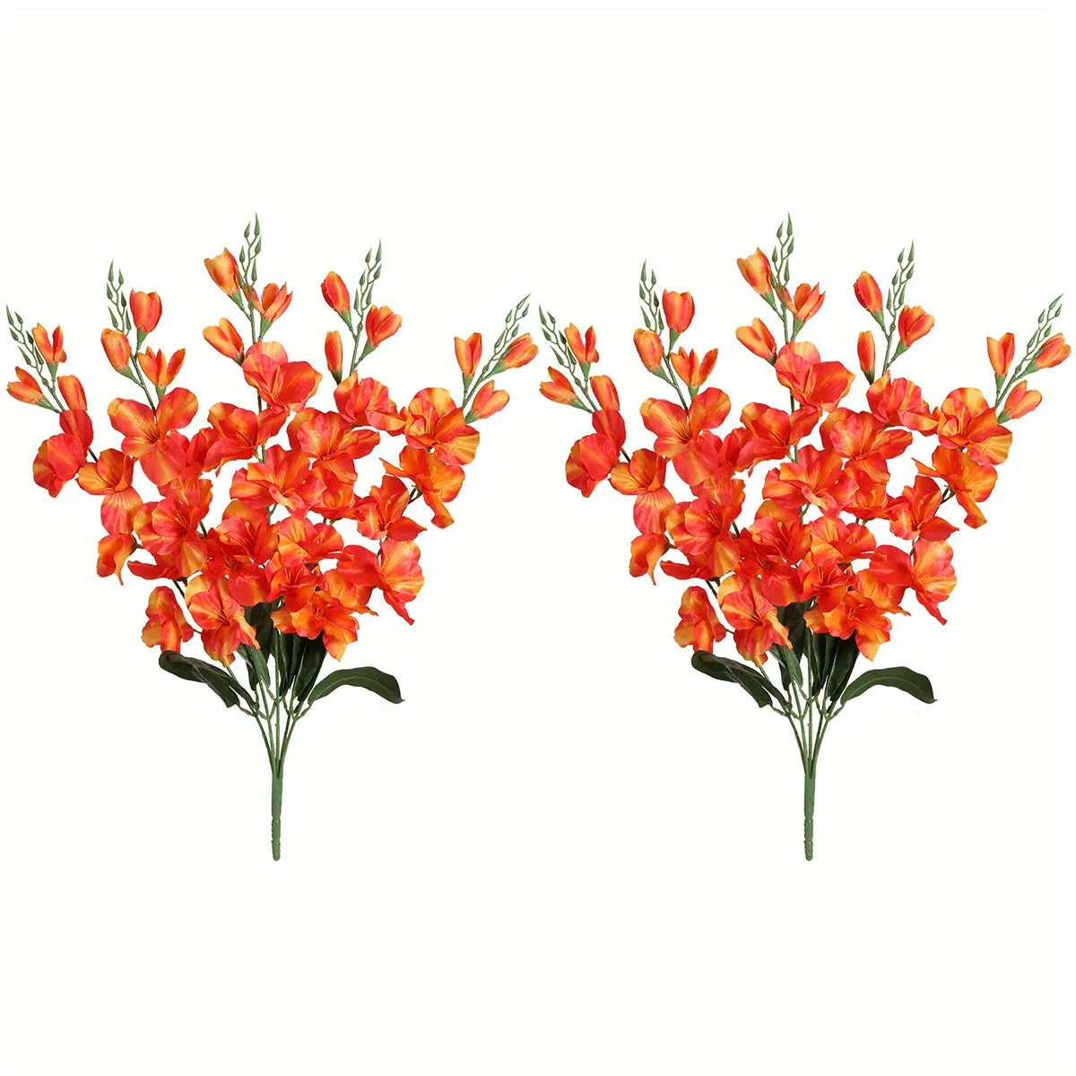 2 Bouquets of 10PCS Artificial Silk Gladiolus Flowers, 24.4in Tall, White, for Home, Wedding, and Garden Arrangement Decoration
