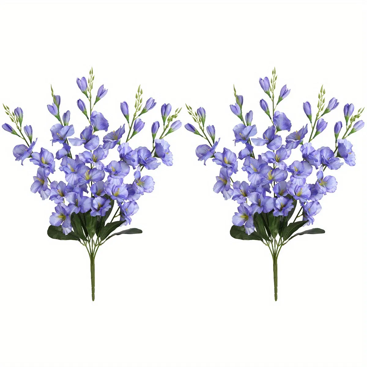 2 Bouquets of 10PCS Artificial Silk Gladiolus Flowers, 24.4in Tall, White, for Home, Wedding, and Garden Arrangement Decoration