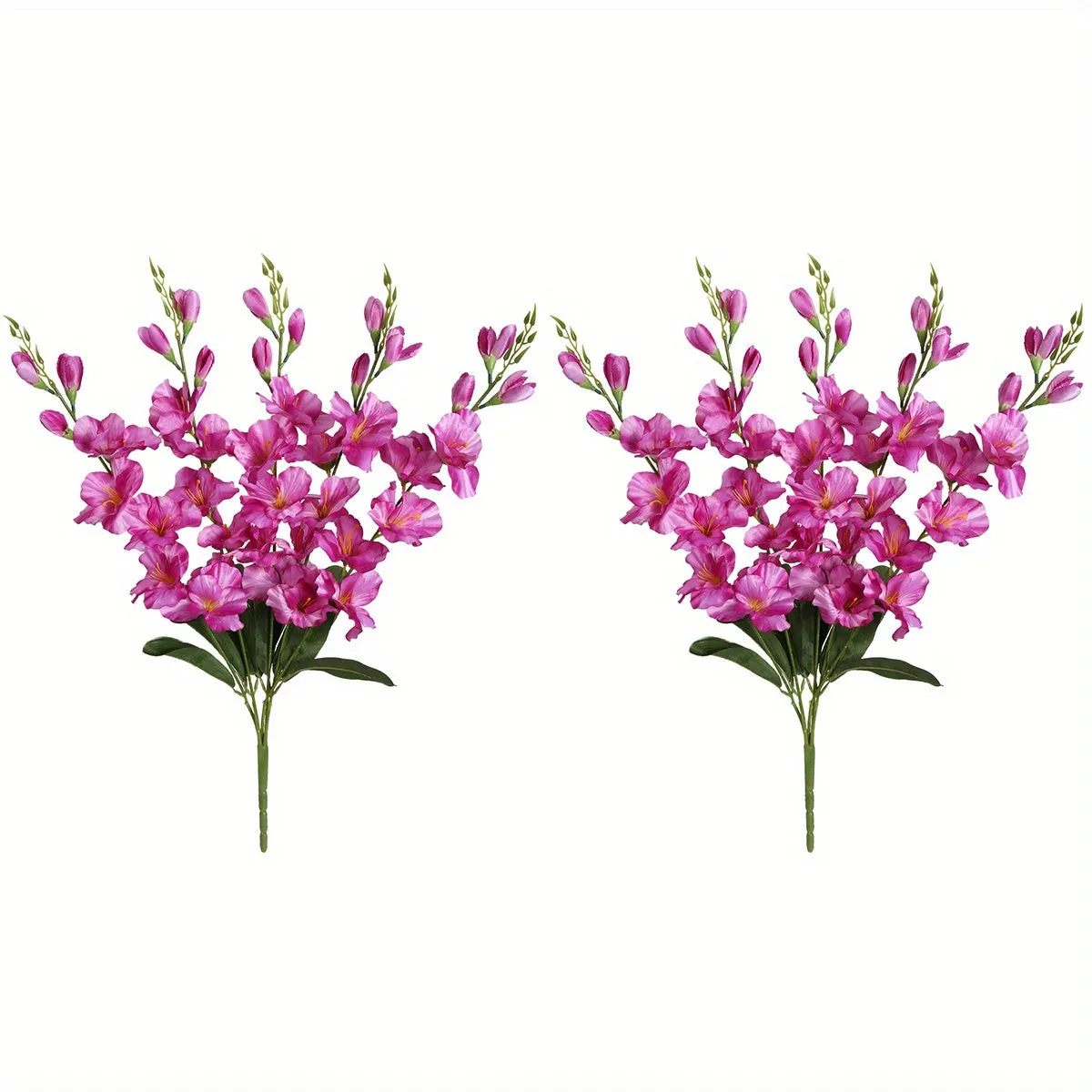 2 Bouquets of 10PCS Artificial Silk Gladiolus Flowers, 24.4in Tall, White, for Home, Wedding, and Garden Arrangement Decoration