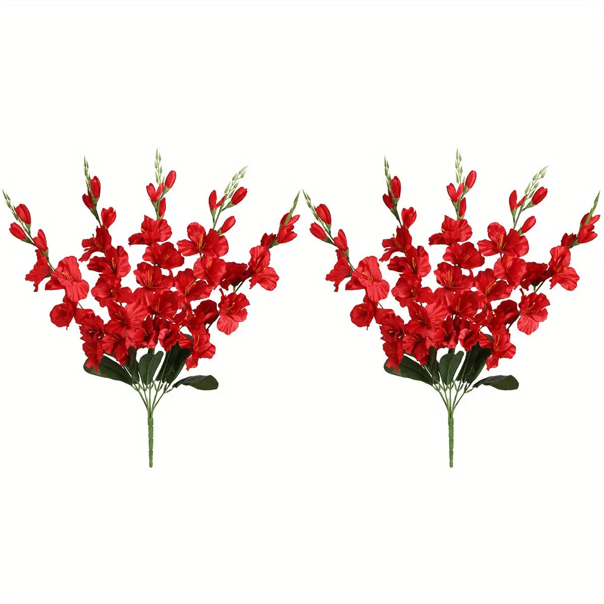 2 Bouquets of 10PCS Artificial Silk Gladiolus Flowers, 24.4in Tall, White, for Home, Wedding, and Garden Arrangement Decoration