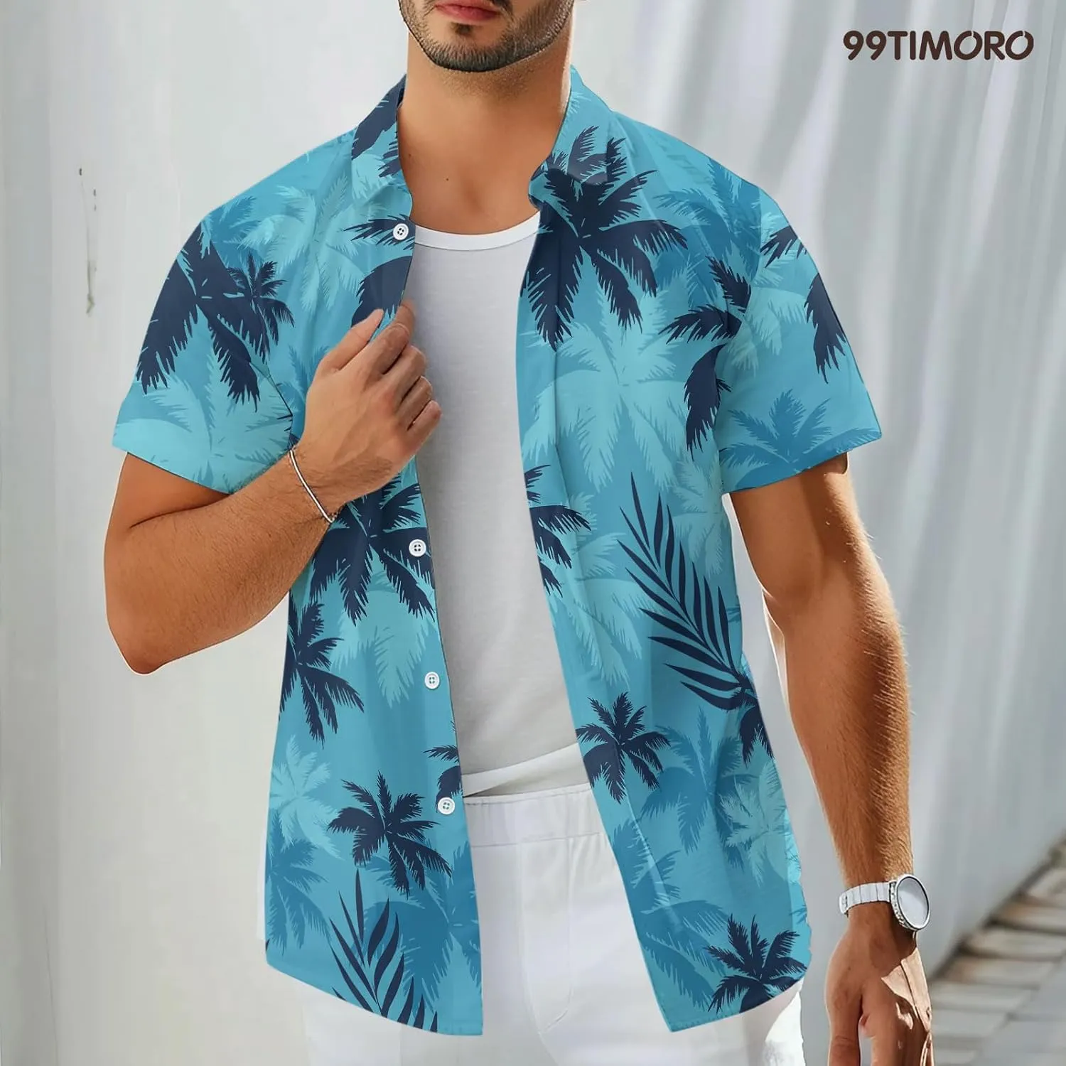 99TIMORO Game Character Hawaiian Shirt, Anime Movie Short Sleeve, Funny Print Button Down Top