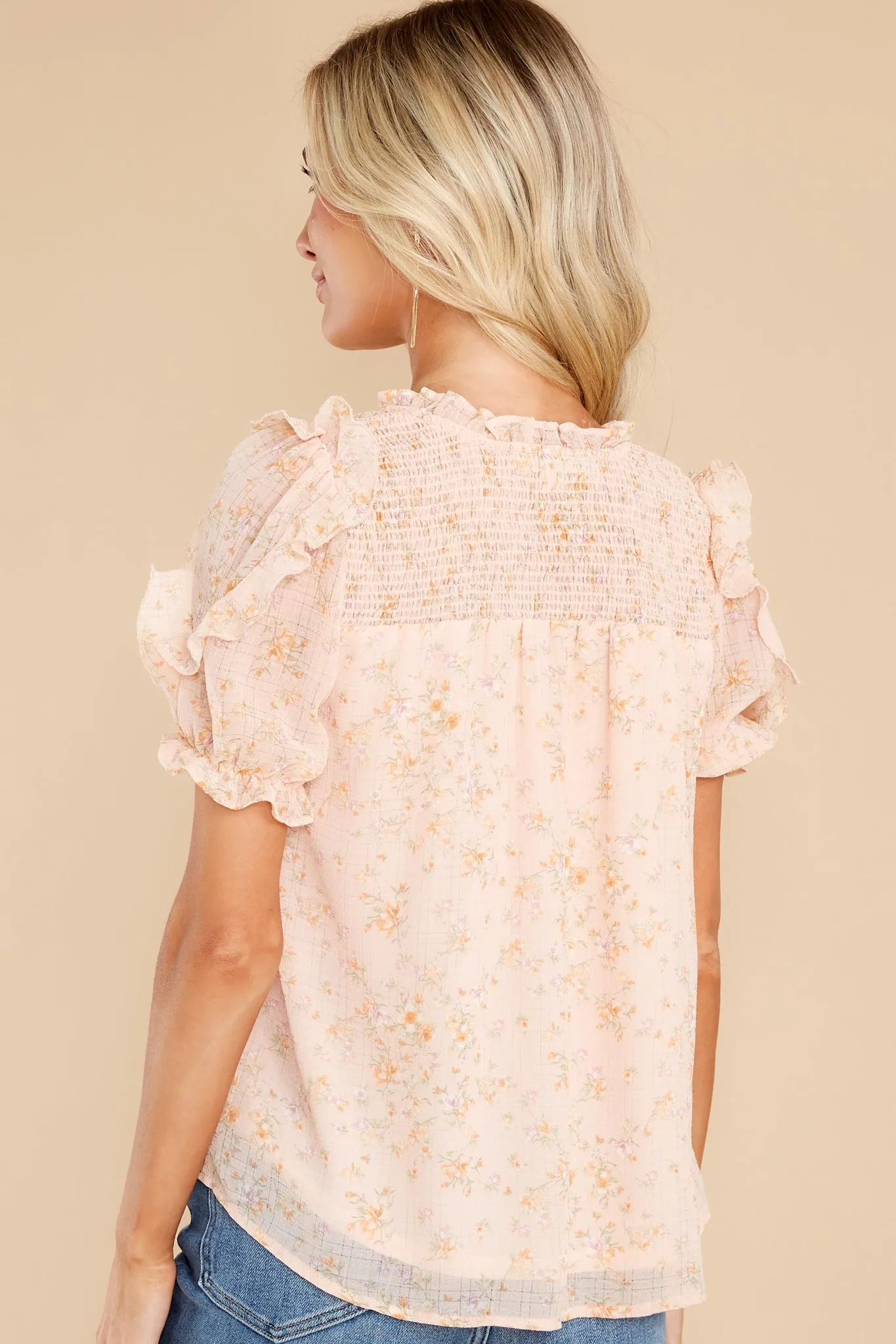 A Pretty Sight Blush Floral Print Top