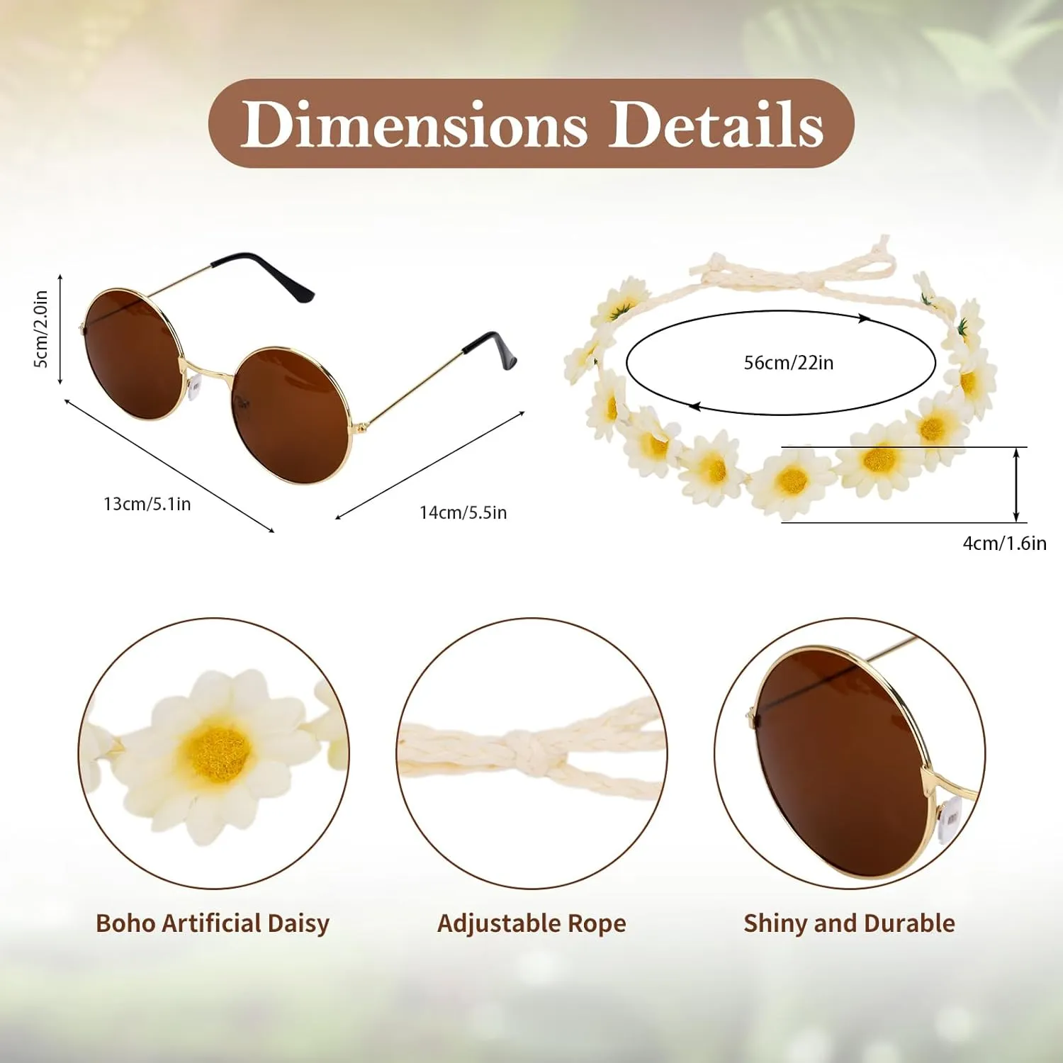 ACTLATI 60s 70s Outfits for Women Hippie Costume Set Halloween Fringe Vest Peace Sign Necklace Headband Sunglasses Earring