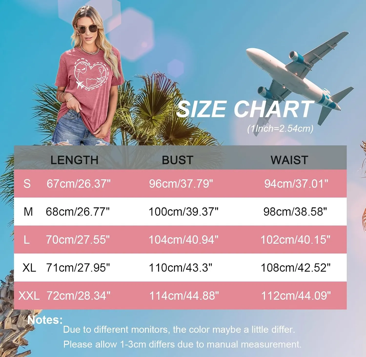 Airplane Mode Shirt Women Love Heart Graphic Tees Adventure Letter Print Short Sleeve Travel Shirts Casual Outdoor Tops