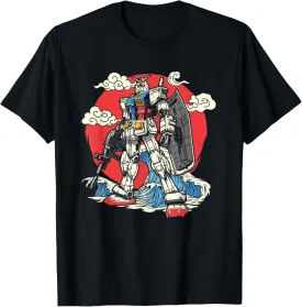 Anime Japanese Robot Kanagawa Japanese Ocean Wave Art T-Shirt