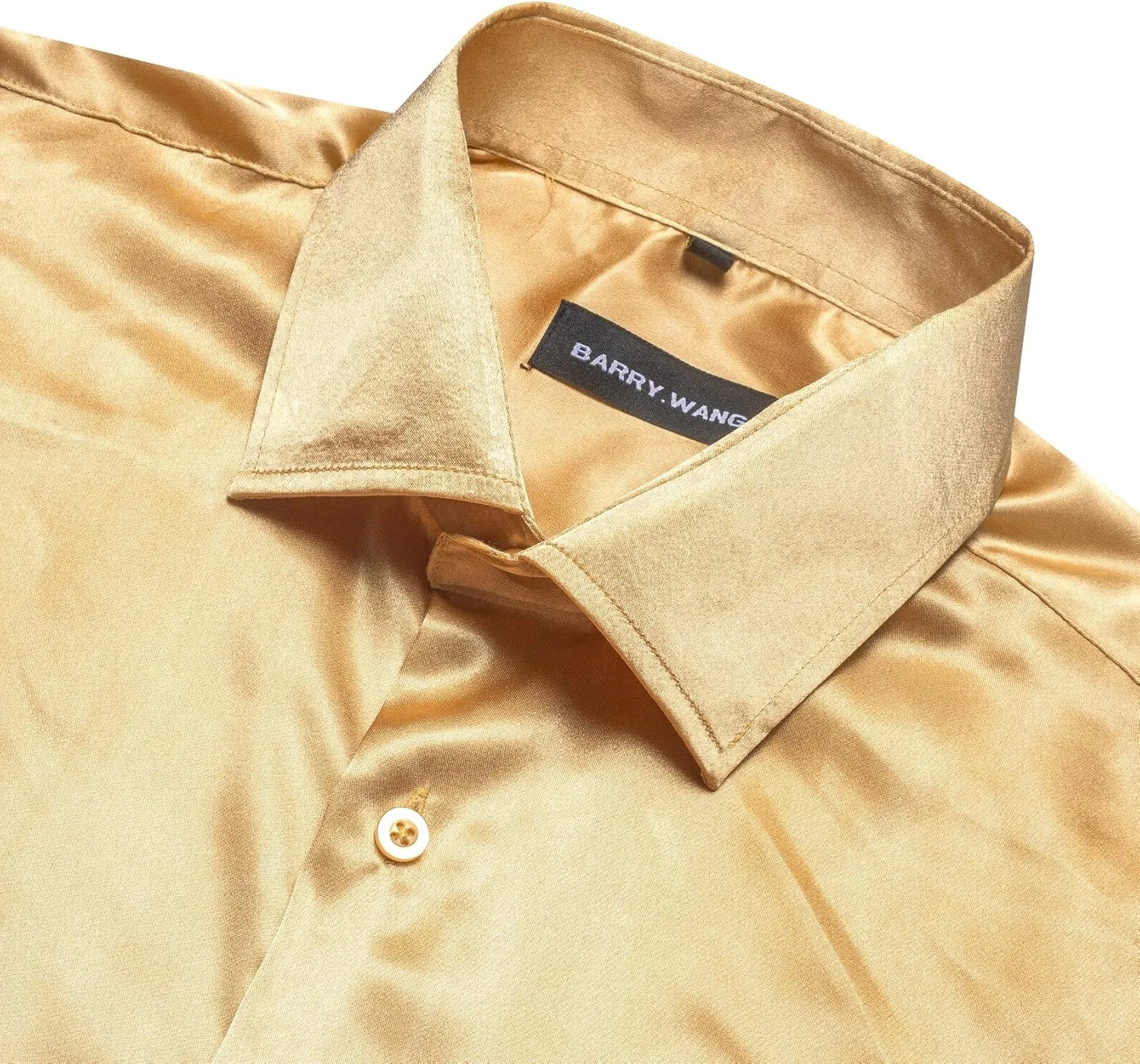 Barry.Wang Mens Stretch Dress Shirts Solid Long Sleeve Button Down Shirts Formal Casual Business Prom Party Wedding