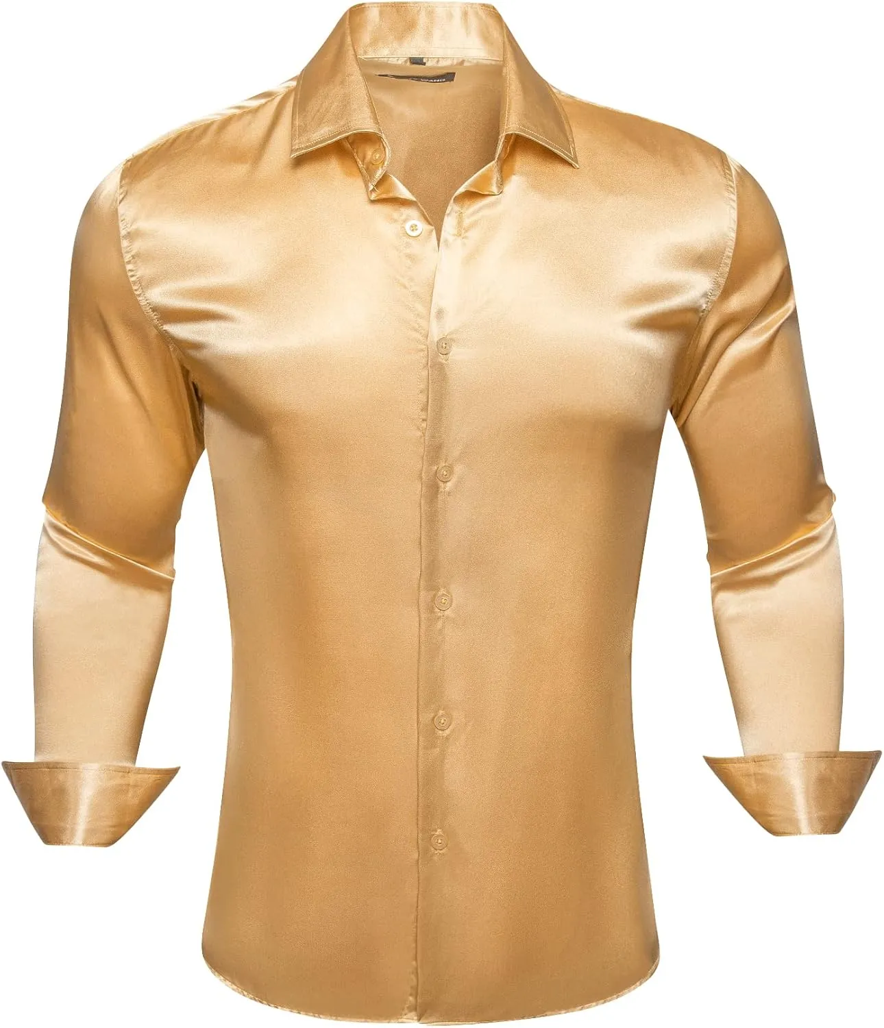 Barry.Wang Mens Stretch Dress Shirts Solid Long Sleeve Button Down Shirts Formal Casual Business Prom Party Wedding