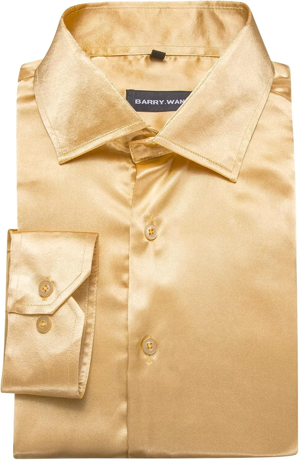 Barry.Wang Mens Stretch Dress Shirts Solid Long Sleeve Button Down Shirts Formal Casual Business Prom Party Wedding