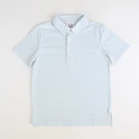 Boys Signature S/S Knit Polo - Light Blue & White Thin Stripe
