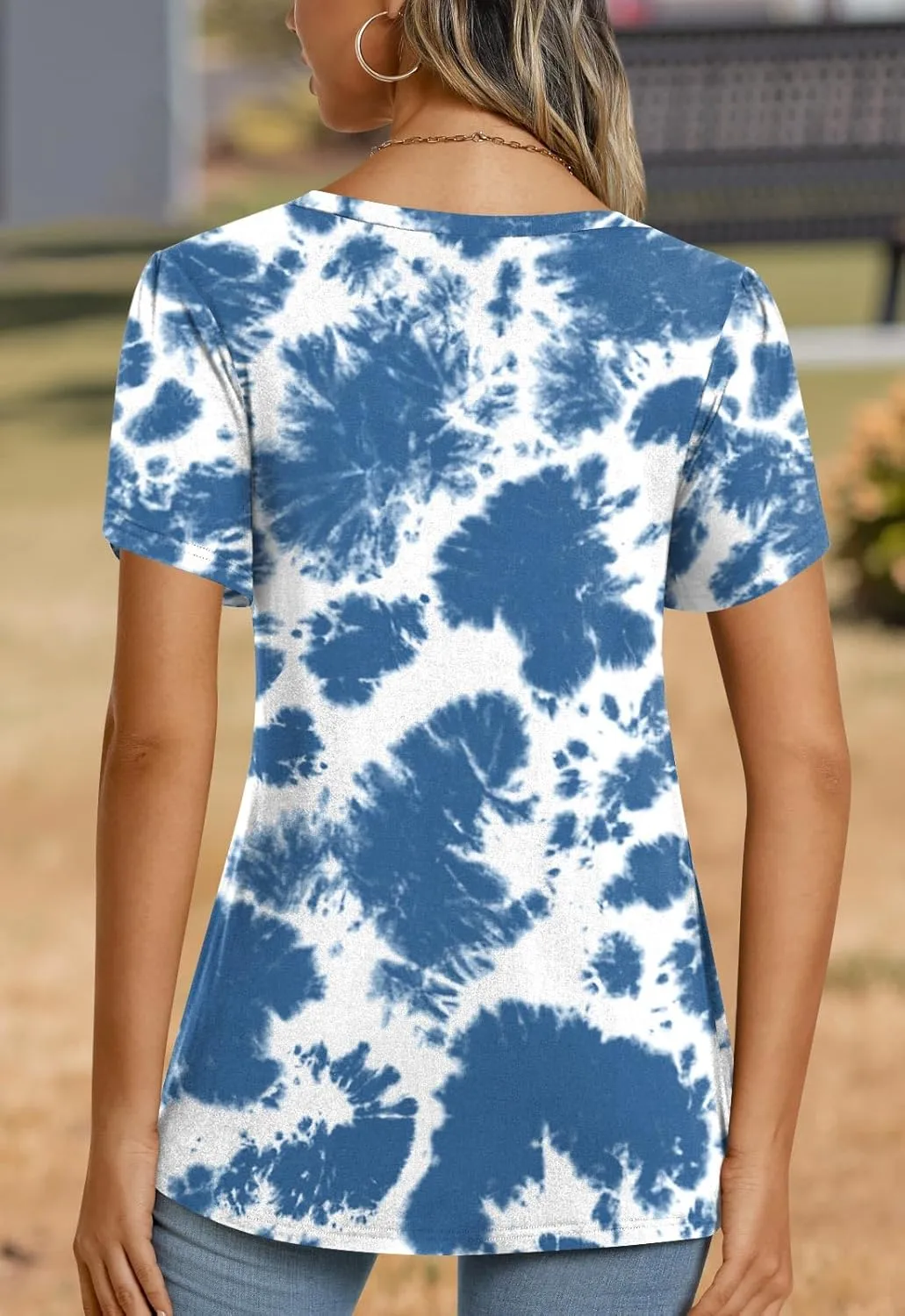 CATHY 2025 Womens Tops Summer Short Sleeve V Neck Tunic T-Shirts Blouse S-4XL