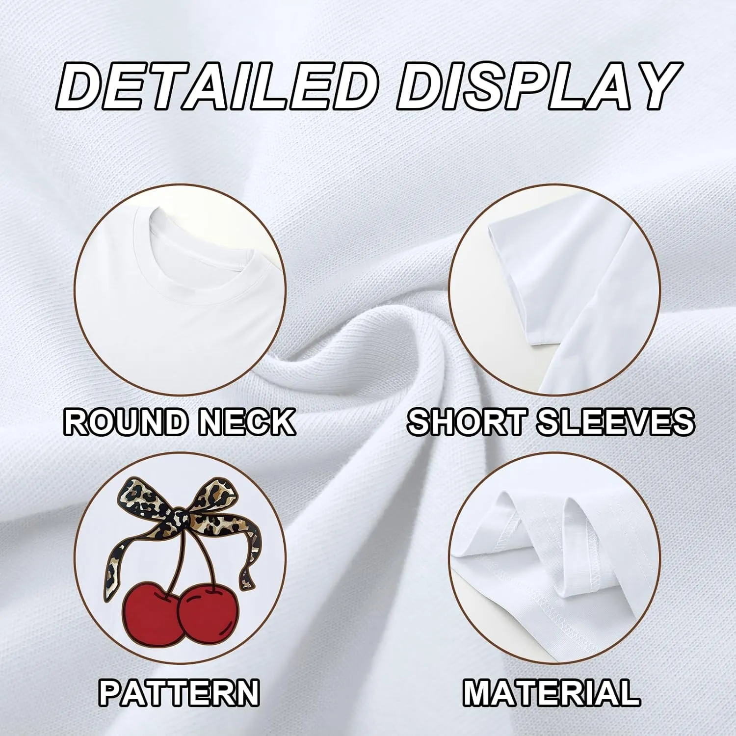 Cherry Shirt Vintage Leopard Bow Print Shirts for Women Cute Fruit Aesthetic Graphic Casual Short Sleeve Tees Top