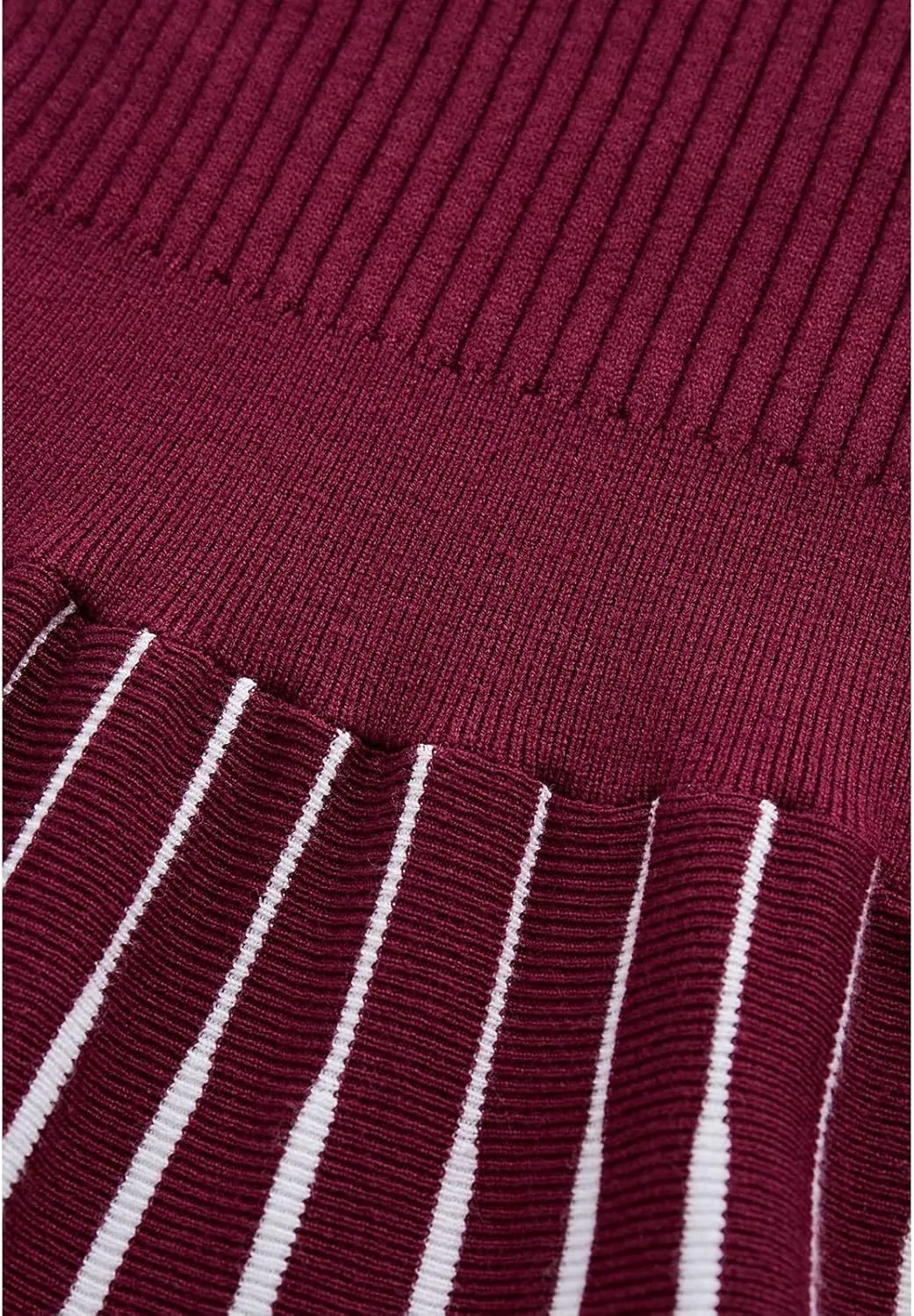 CHICWISH Women's Stripe Print Turtleneck Knit Midi Dress