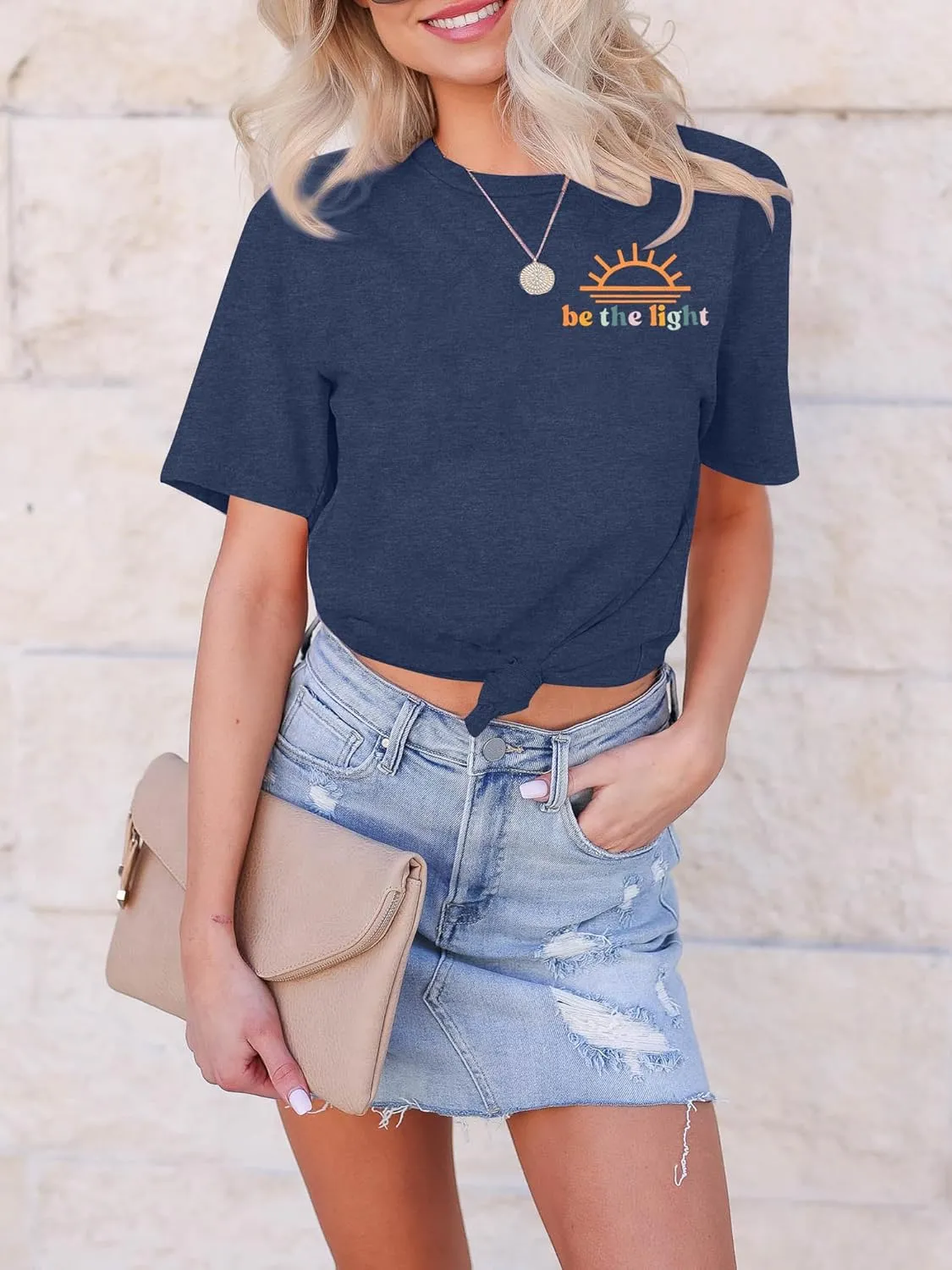 Christian Be The Light Shirts: Women Jesus Faith Shirt Inspirational Bible Verses Short Sleeve Tee Top