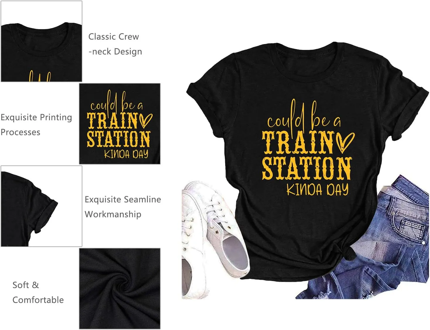 Could Be A Train Station Kinda Day Shirt Women Funny Country Music Tees Casual Summer Short Sleeve Tops