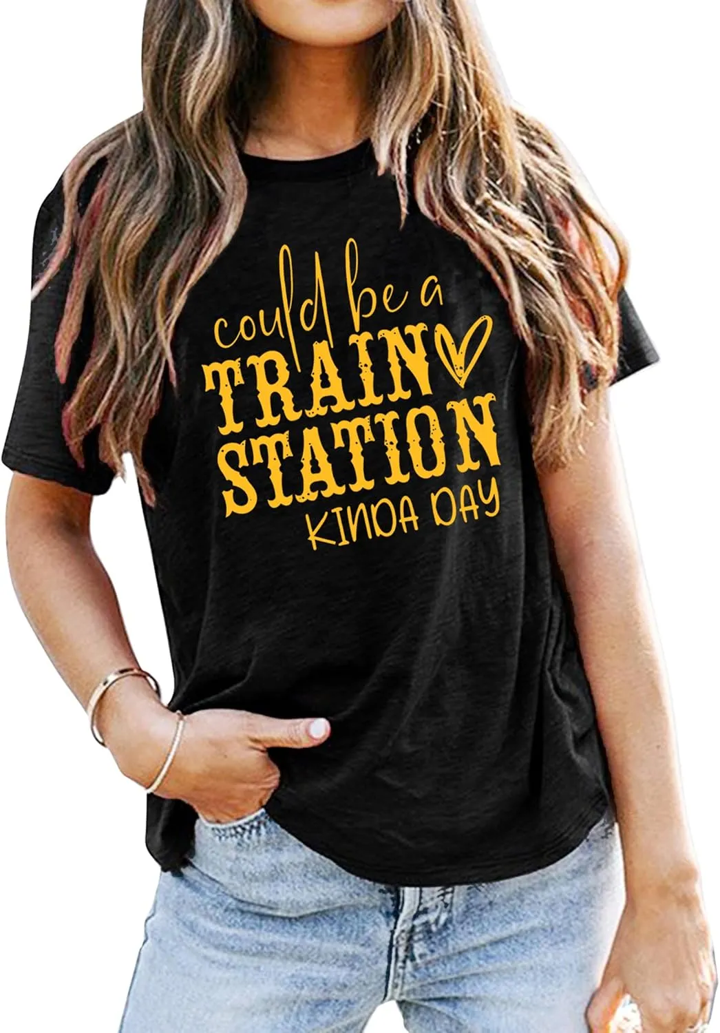 Could Be A Train Station Kinda Day Shirt Women Funny Country Music Tees Casual Summer Short Sleeve Tops