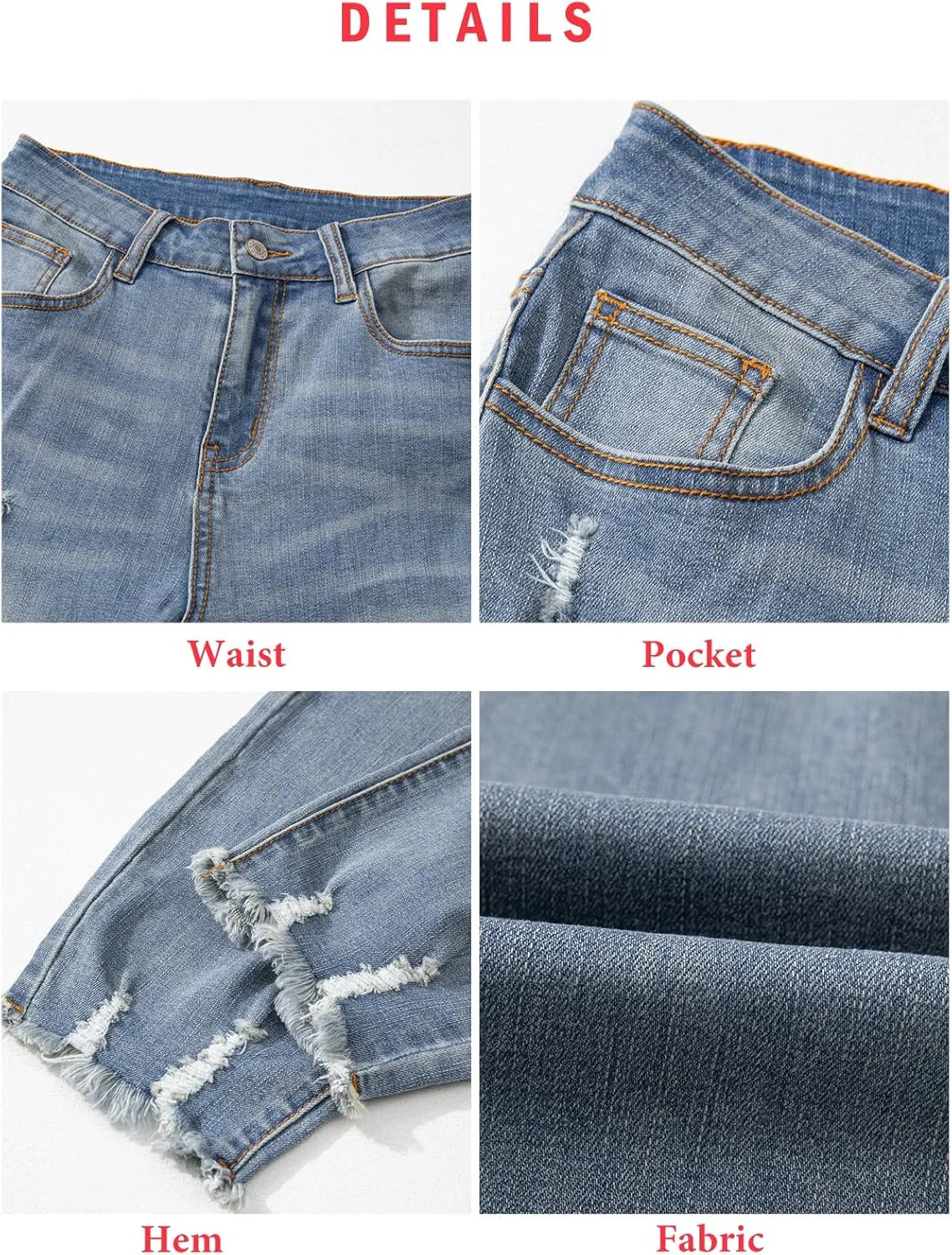 EVALESS Womens Jeans High Waisted Stretchy Ripped Distressed Tummy Control Straight Ankle Jean for Women Trendy 2025