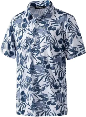 Golf Shirts for Men Dry Fit Performance Print Short Sleeve Moisture Wicking Golf Polo Shirts