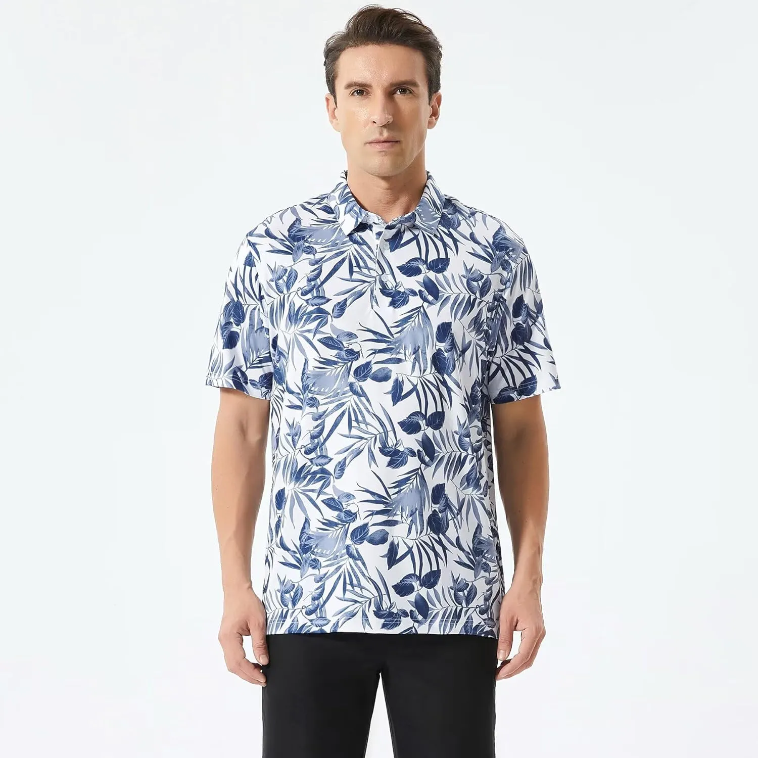 Golf Shirts for Men Dry Fit Performance Print Short Sleeve Moisture Wicking Golf Polo Shirts