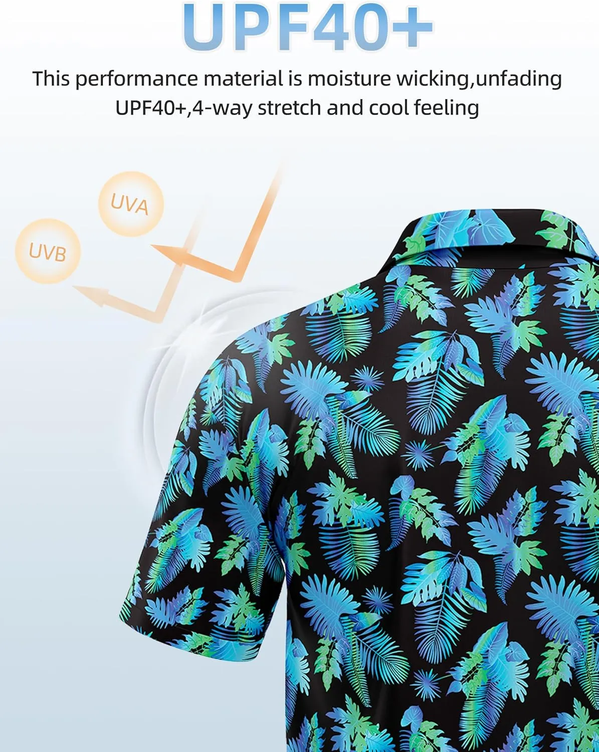 Golf Shirts for Men Printed Performance Moisture Wicking Short Sleeve Dry Fit Polo Shirts