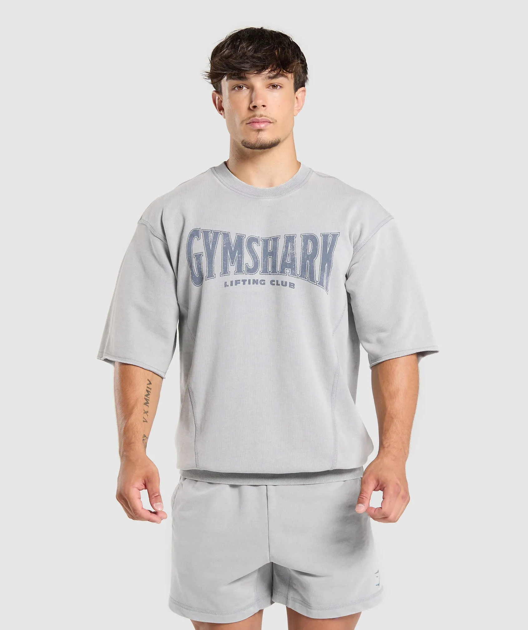 Gymshark Heritage Washed Short Sleeve Crew - Denim Grey