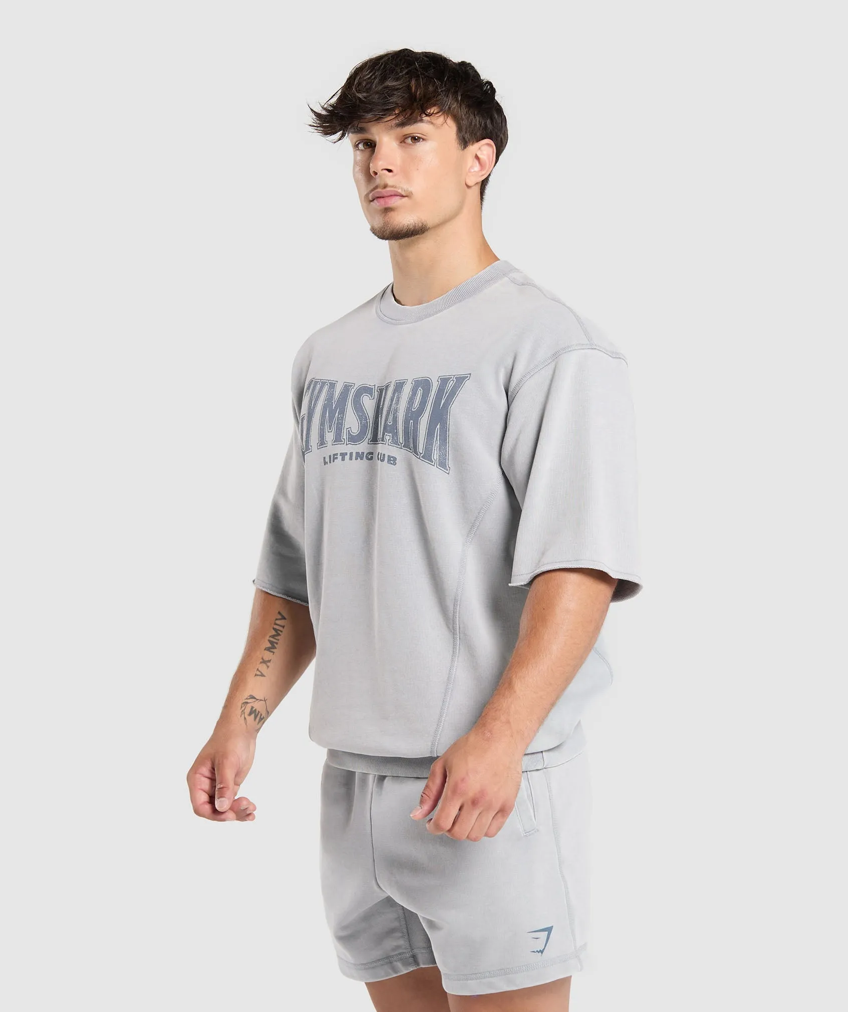Gymshark Heritage Washed Short Sleeve Crew - Denim Grey