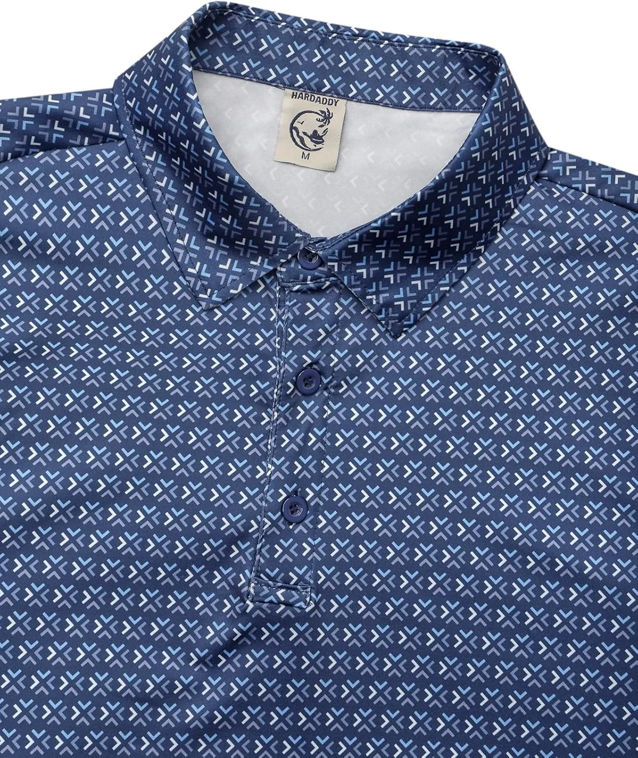 Hardaddy Men's Moisture Wicking Polo Shirts Printed Dry Fit Short Sleeve Collared Golf Shirt