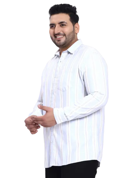 Ice Blue White Striped Plus Size Shirt