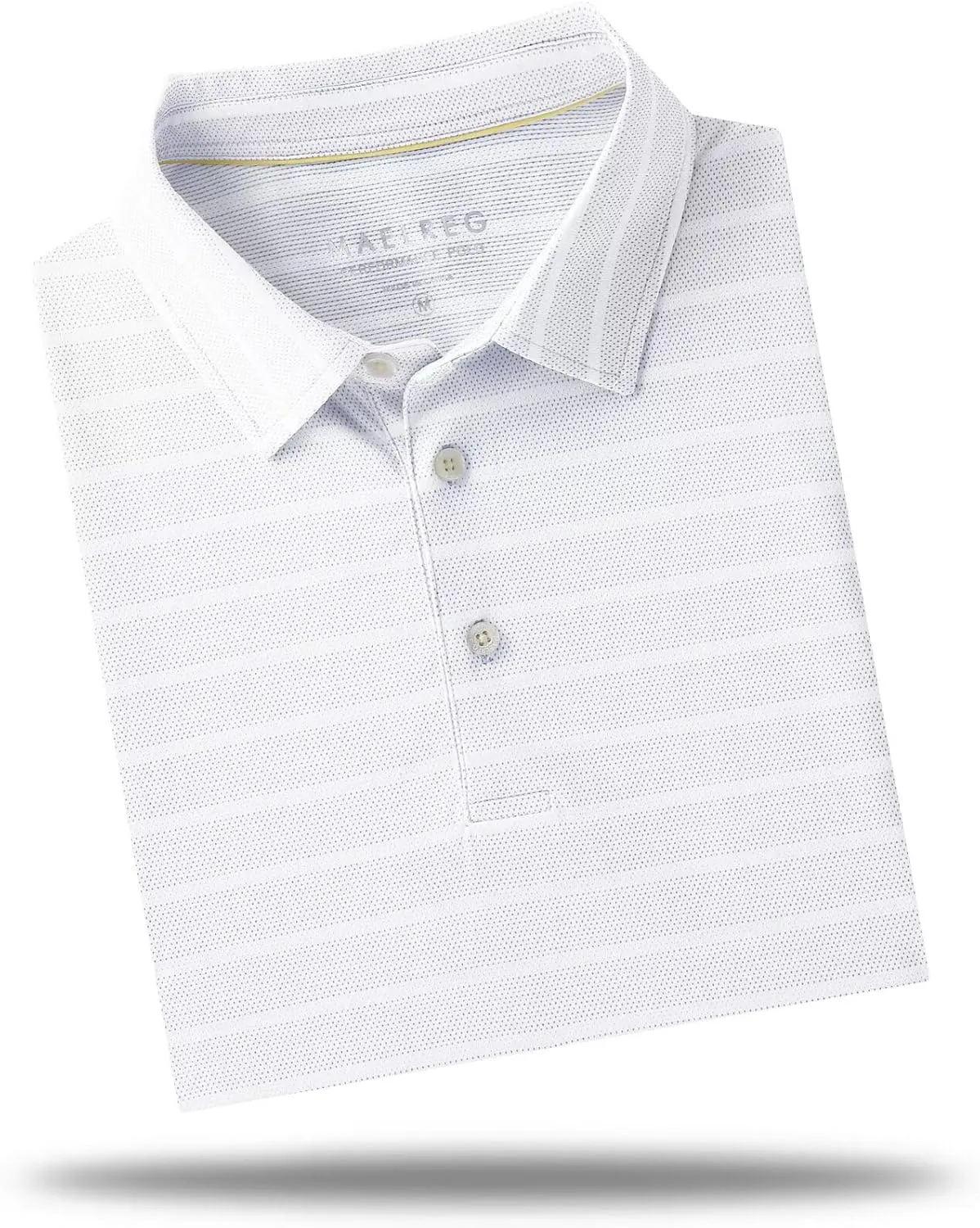 M MAELREG Men's Golf Shirts Moisture Wicking Dry Fit Lightweight Performance Short Sleeve Jacquard Striped Polo Shirts