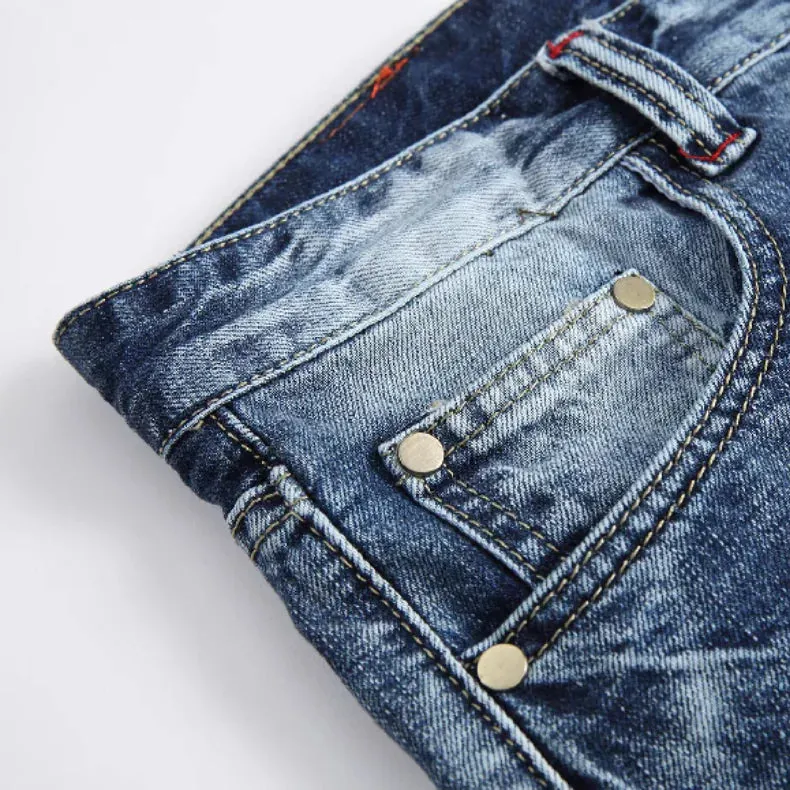 Men's Ripped Straight Regular Jeans^