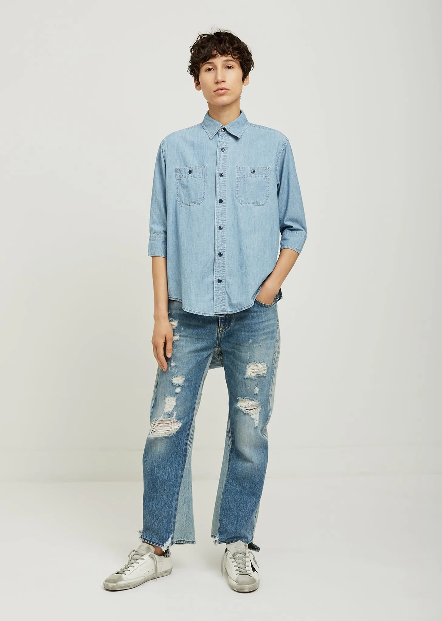 Overlap Chambray Shirt