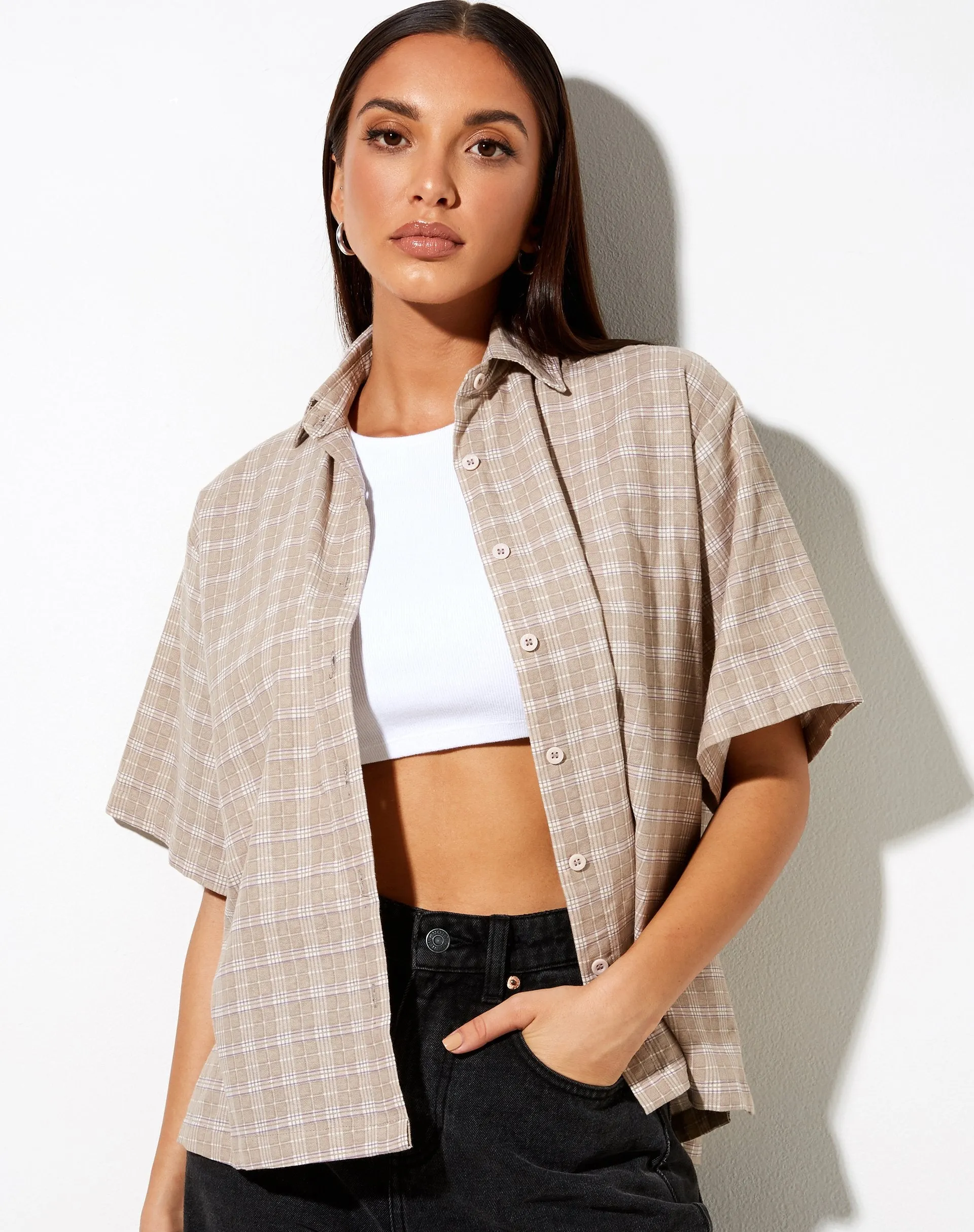 Pride Shirt in Taupe Check