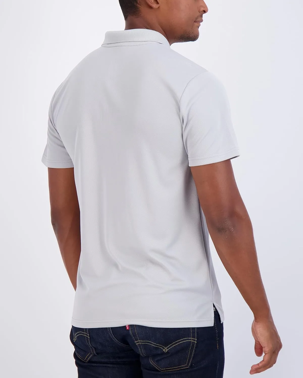 Real Essentials 3 Pack: Mens Short Sleeve Dry-Fit Collared Polo Shirt with Pocket - Active Casual (Available Big & Tall)