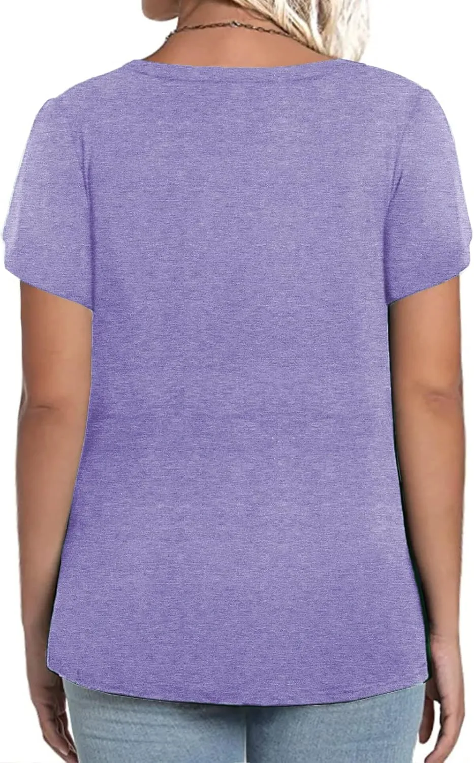 ROSRISS Womens Plus-Size Tops Summer Petal Short Sleeve Scoop Neck Shirts