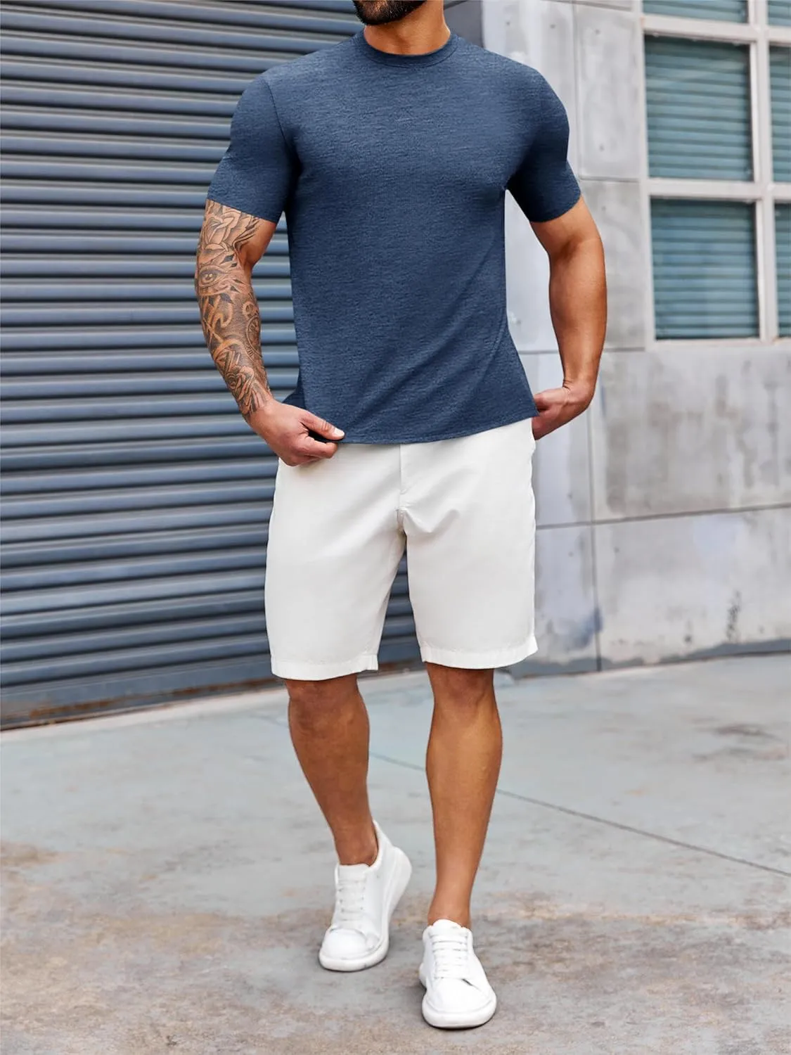 Runcati Mens Mock Turtleneck T-Shirt Causal Knit Tee Tops Short Sleeve Slim Fit Undershirts