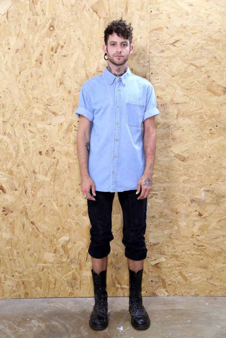 Short Sleeved Light Denim Shirt