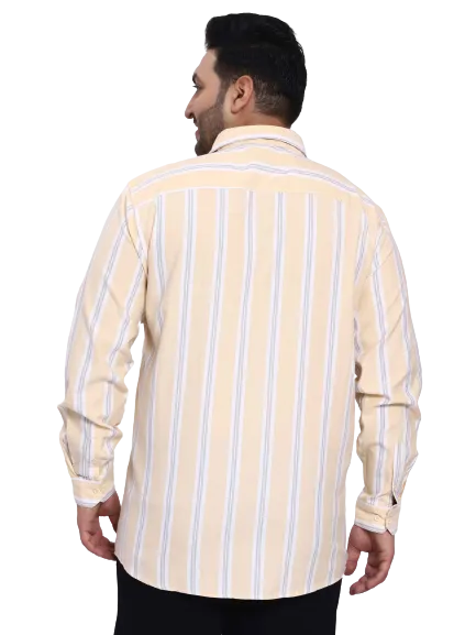 Taupe White Striped Plus Size Shirt