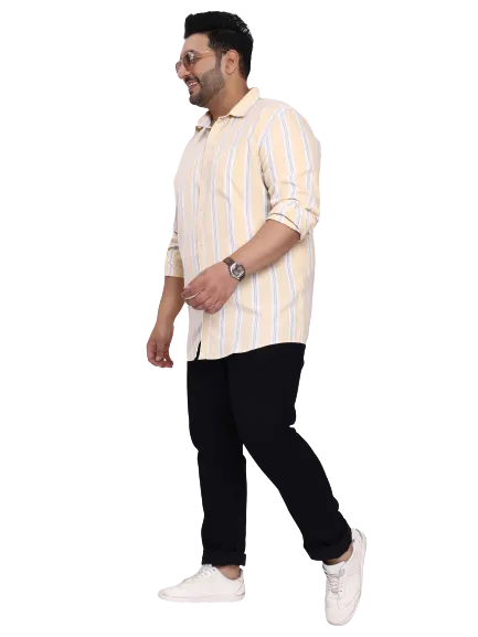 Taupe White Striped Plus Size Shirt
