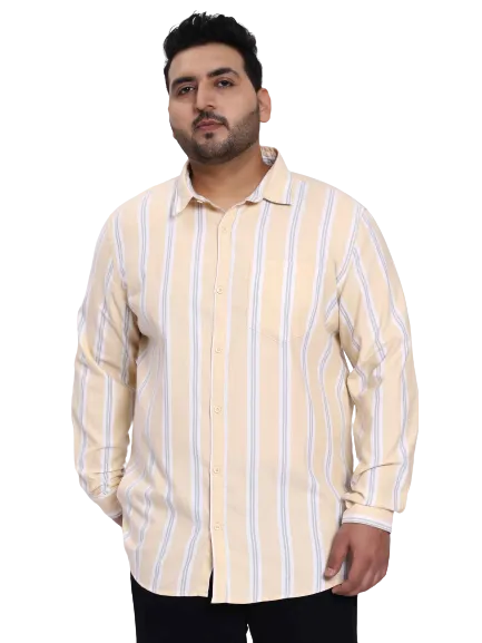 Taupe White Striped Plus Size Shirt