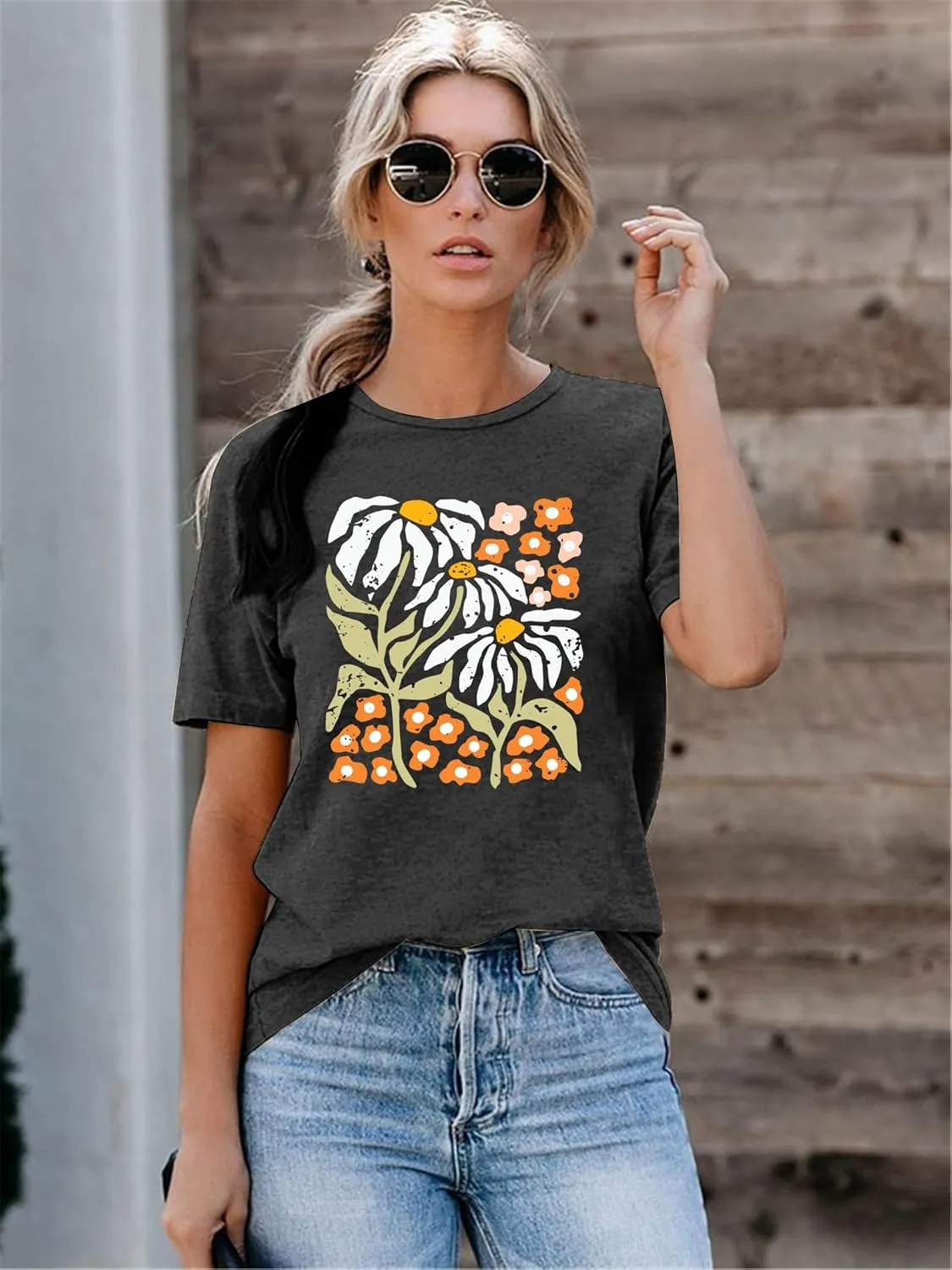 Wildflowers Shirt for Women Boho Vintage Floral T Shirts Inspirational Graphic Tees Summer Casual Tee Tops