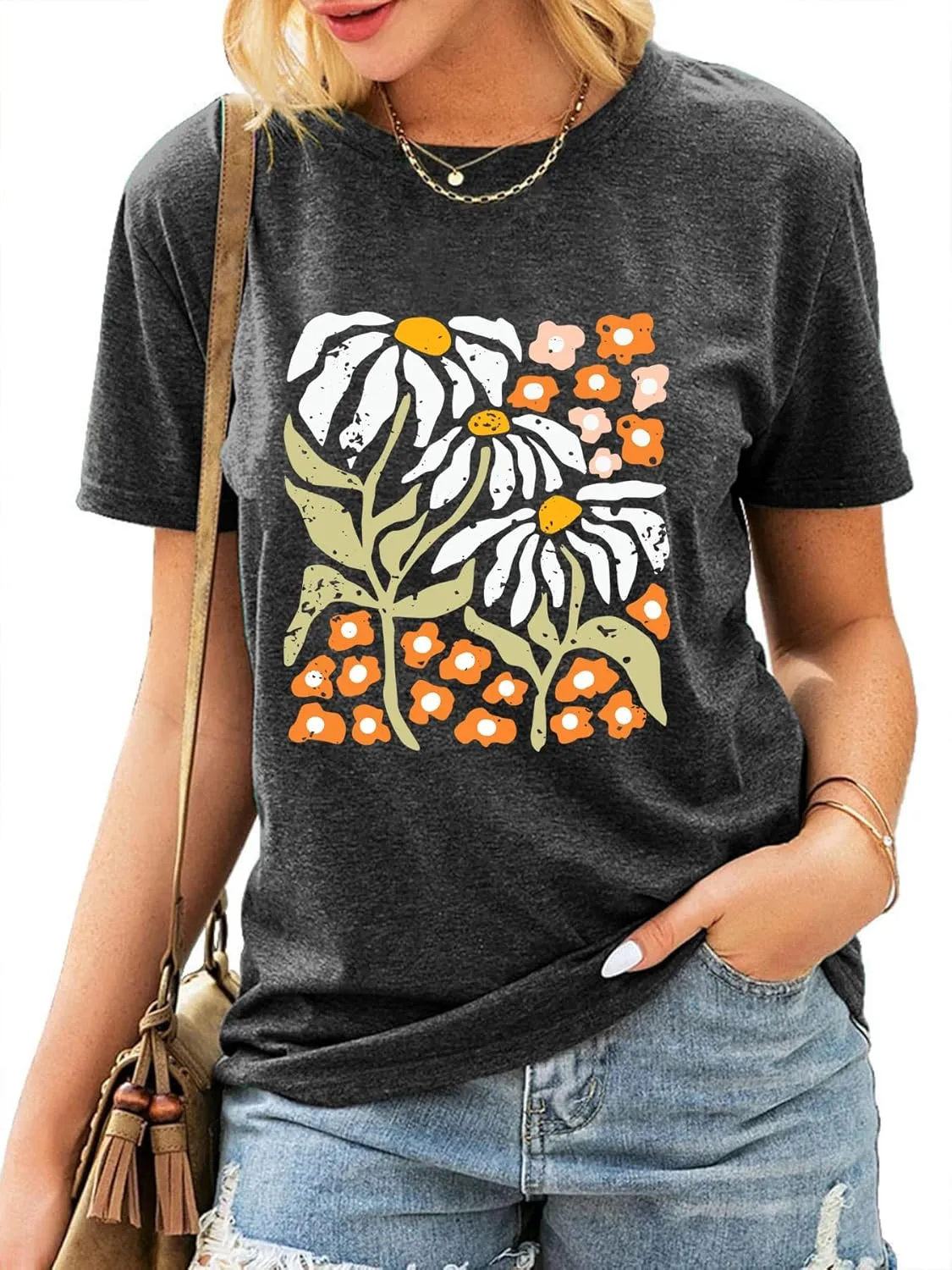 Wildflowers Shirt for Women Boho Vintage Floral T Shirts Inspirational Graphic Tees Summer Casual Tee Tops