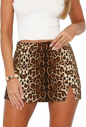 Women's Mini Bodycon Skorts Skirts - Summer Casual High Waisted Y2K Slit Pencil A-line Skirt with Shorts Underneath