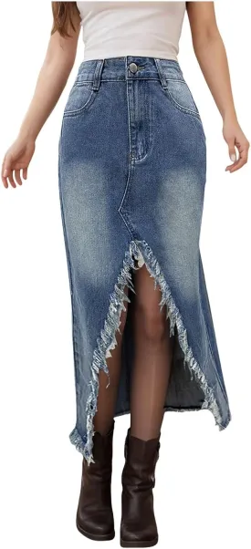 Women's Y2K Denim Ruffle Jean Skirt Aesthetic Pleated A Line Skirt Mini Skirt Flared Y2k Jean Short Skirts
