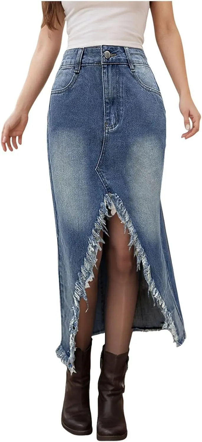 Women's Y2K Denim Ruffle Jean Skirt Aesthetic Pleated A Line Skirt Mini Skirt Flared Y2k Jean Short Skirts